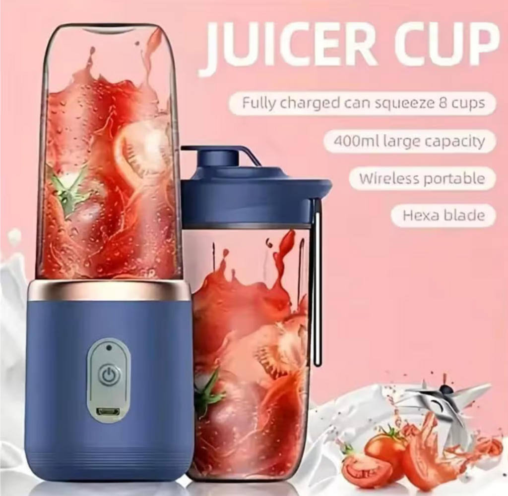 Portable USB Rechargeable Smoothie Blender | 6-Blade Mini Personal Juicer | 1500mAh Electric Fruit Mixer | 3-Speed Travel Blender