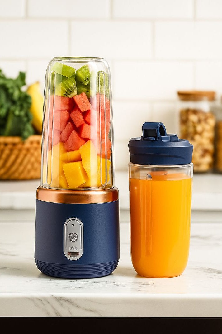 Portable USB Rechargeable Smoothie Blender | 6-Blade Mini Personal Juicer | 1500mAh Electric Fruit Mixer | 3-Speed Travel Blender