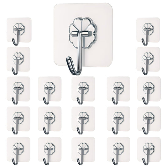 DALUCI Self-Adhesive Wall Hooks  Heavy-Duty Transparent Hooks | Nail-Free Wall Hangers for Home & Kitchen ( 20 pcs )